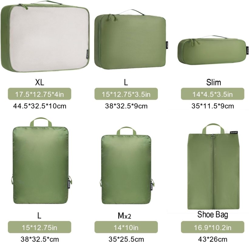 Ultralight Compression Cubes 7 Set - 3 Packing Cubes, 3 Organizers, and 1 Shoe Bag - Image 2