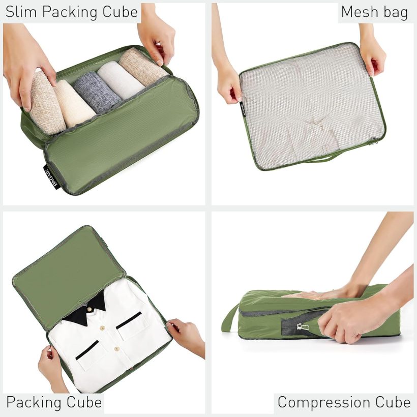 Ultralight Compression Cubes 7 Set - 3 Packing Cubes, 3 Organizers, and 1 Shoe Bag - Image 3