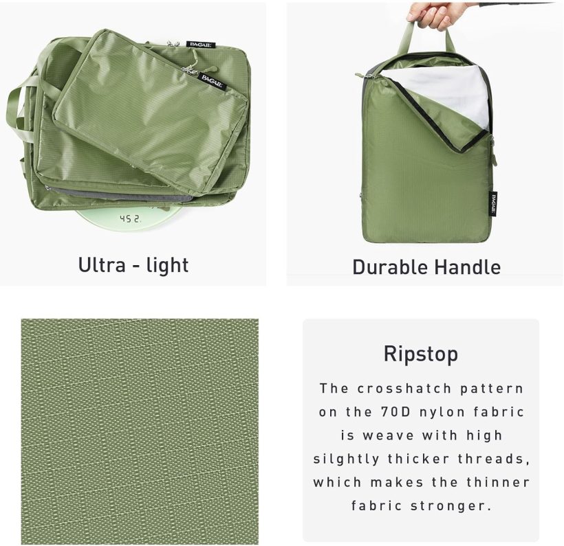 Ultralight Compression Cubes 7 Set - 3 Packing Cubes, 3 Organizers, and 1 Shoe Bag - Image 5