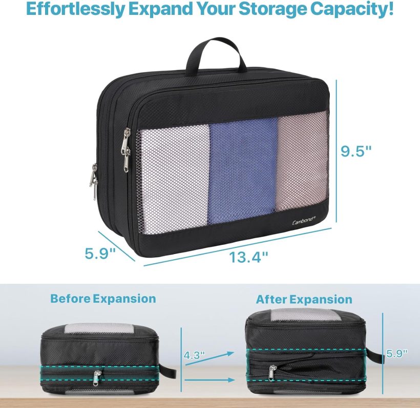 Double Sided Compression Packing Cubes - Expandable See Through Mesh Compression Cubes for Travel, Separate Clean and Dirty Clothes Efficient Packing Organizers for Road Trip, Cruise - Image 5
