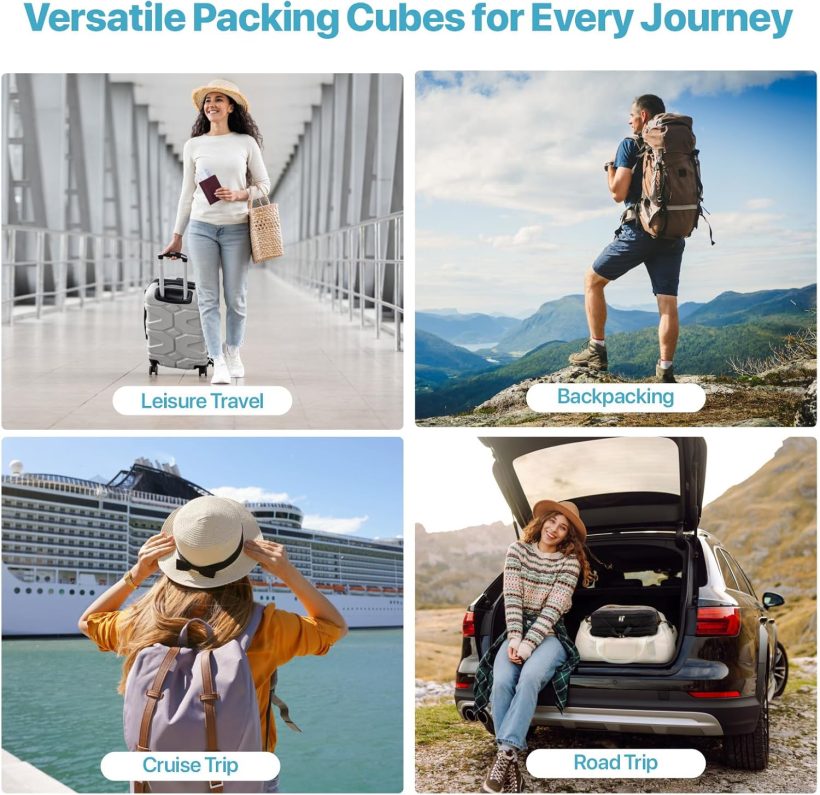 Double Sided Compression Packing Cubes - Expandable See Through Mesh Compression Cubes for Travel, Separate Clean and Dirty Clothes Efficient Packing Organizers for Road Trip, Cruise - Image 9