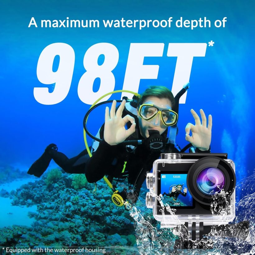 icefox Action Camera 4K 60FPS 20MP, Underwater with EIS,5XZoom,App Support Video&Photo Editing,Waterproof Camera WiFi Remote Control for Cycling, Swimming, and Diving - Image 3