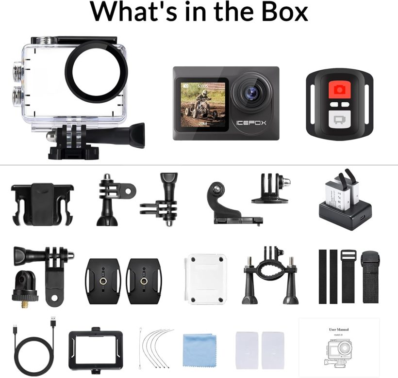 icefox Action Camera 4K 60FPS 20MP, Underwater with EIS,5XZoom,App Support Video&Photo Editing,Waterproof Camera WiFi Remote Control for Cycling, Swimming, and Diving - Image 6